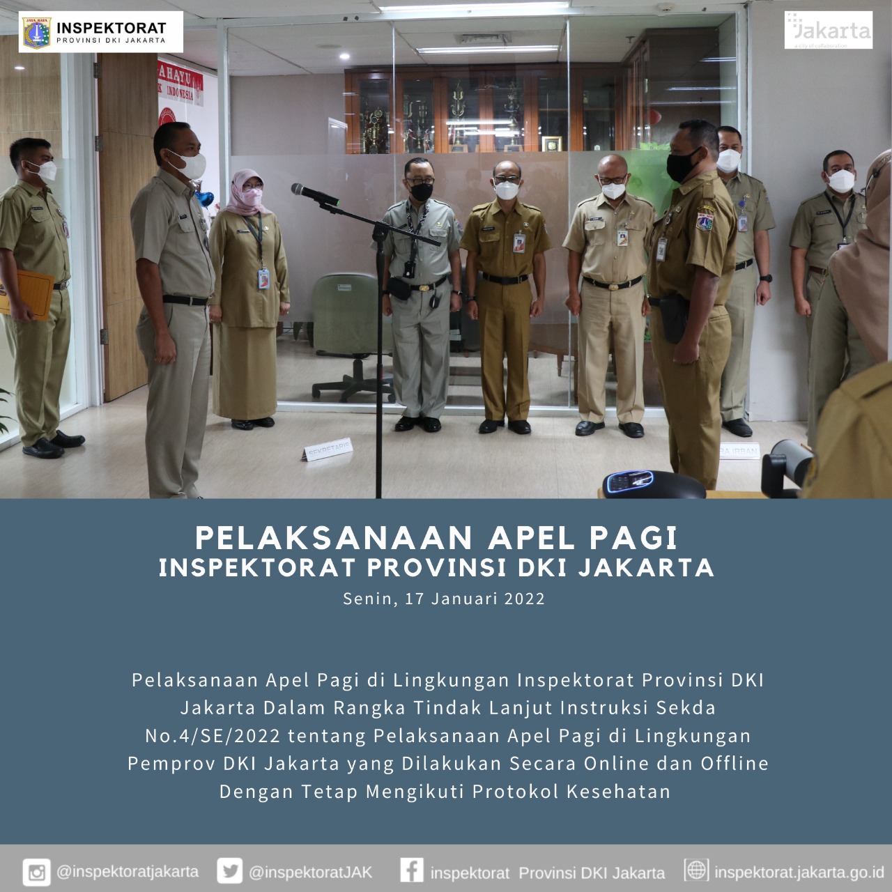 Pelaksanaan Apel Pagi di Lingkungan Inspektorat Provinsi DKI Jakarta